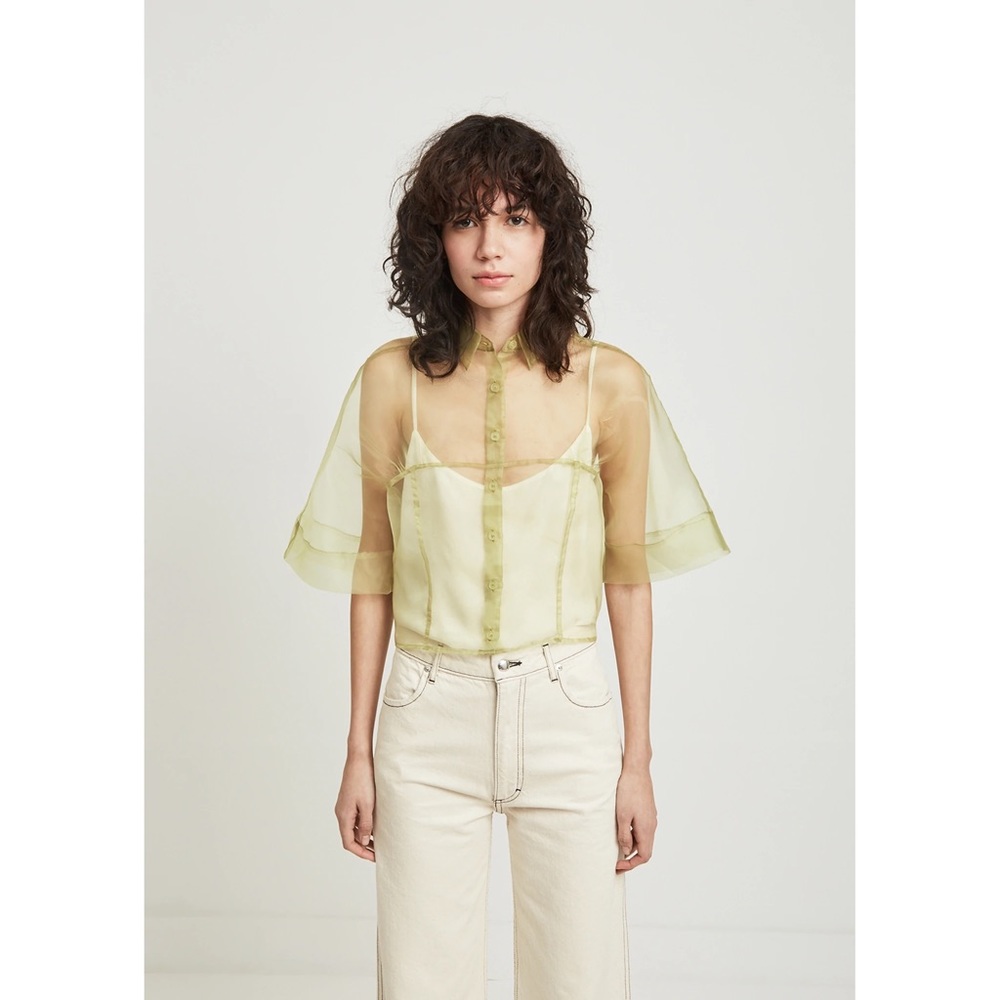 🌈 SOLD 🌈 ECKHAUS LATTA float blouse in liquid blue Japanese organza sheer mesh - Picture 3 of 16